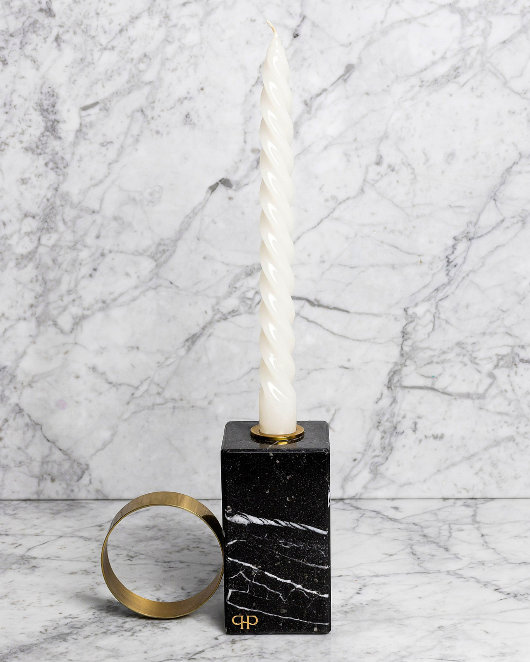 Castiçal Château com Alça - Nero Marquina