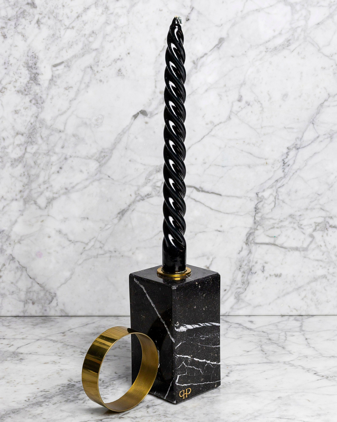 Castiçal Château com Alça - Nero Marquina