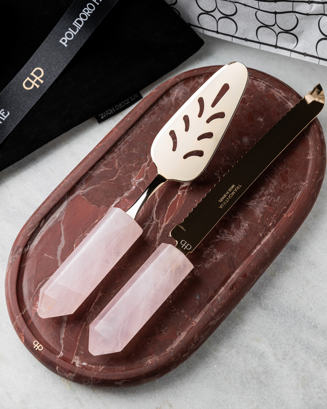 Faca para Pão Gold - Quartzo Rosa