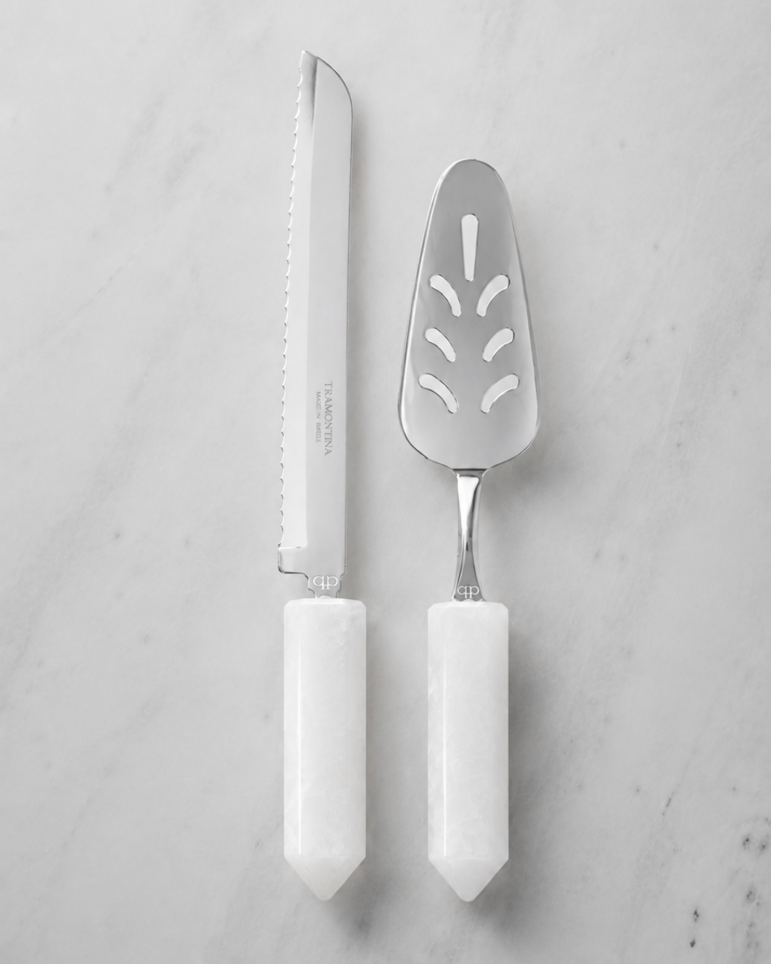 Pá para Bolo Silver - Quartzo Branco
