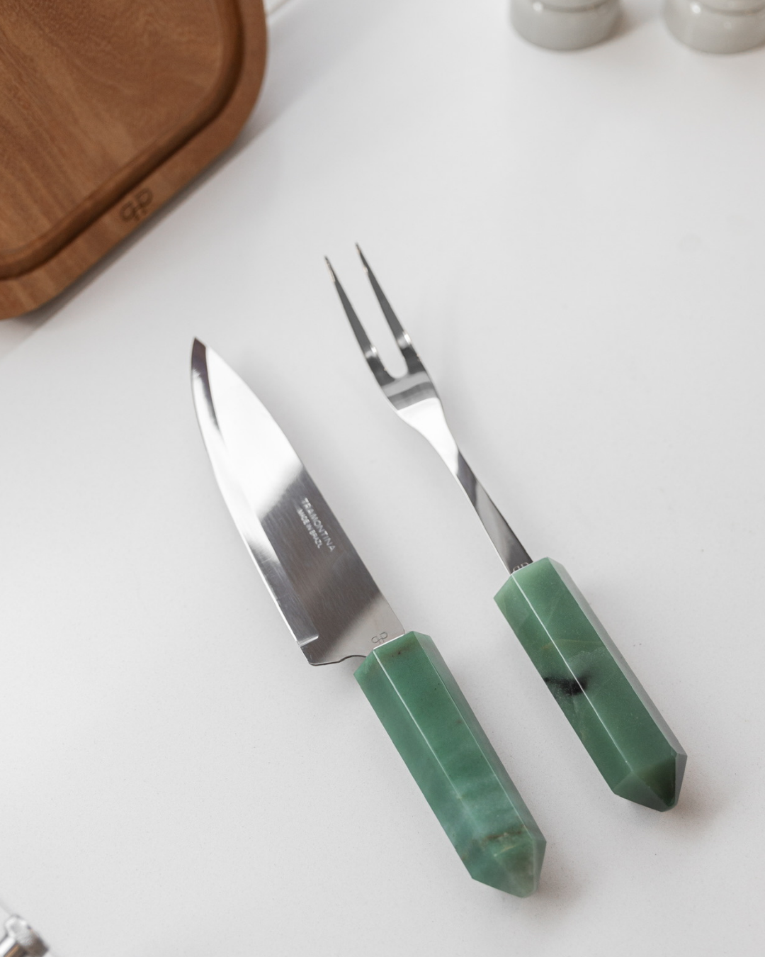 Conjunto de Talheres Para Churrasco - Quartzo Verde