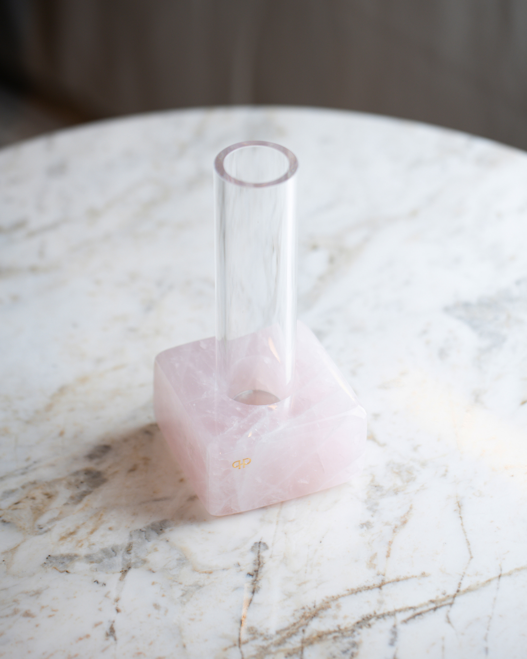 Vaso Solitário Acrílico - Quartzo Rosa